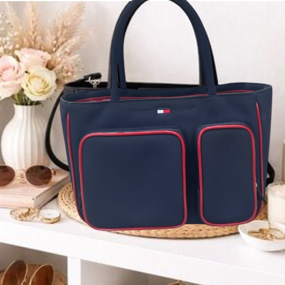 Vintage 90s Y2K Tommy Hilfiger Purse Crossbody Bucket Bag Retro Sailor Navy Red